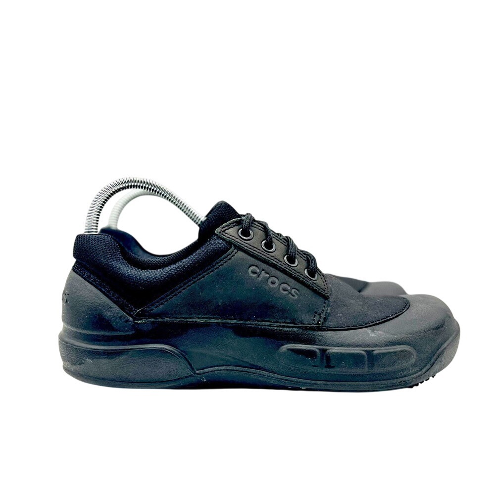 Crocs On-the-Clock Work Sneakers Black Lace Up Slip Resistant Professional Shoes